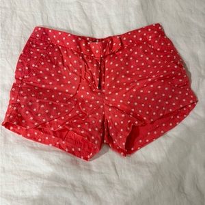 J. Crew Pink and white polka dot linen shorts